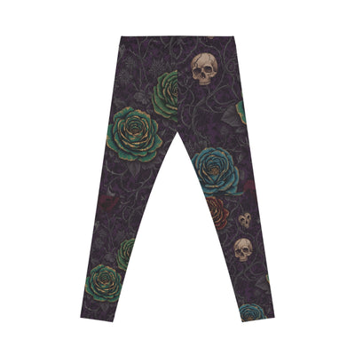 Purple/Green Gothic Rose Skull Women's Leggings