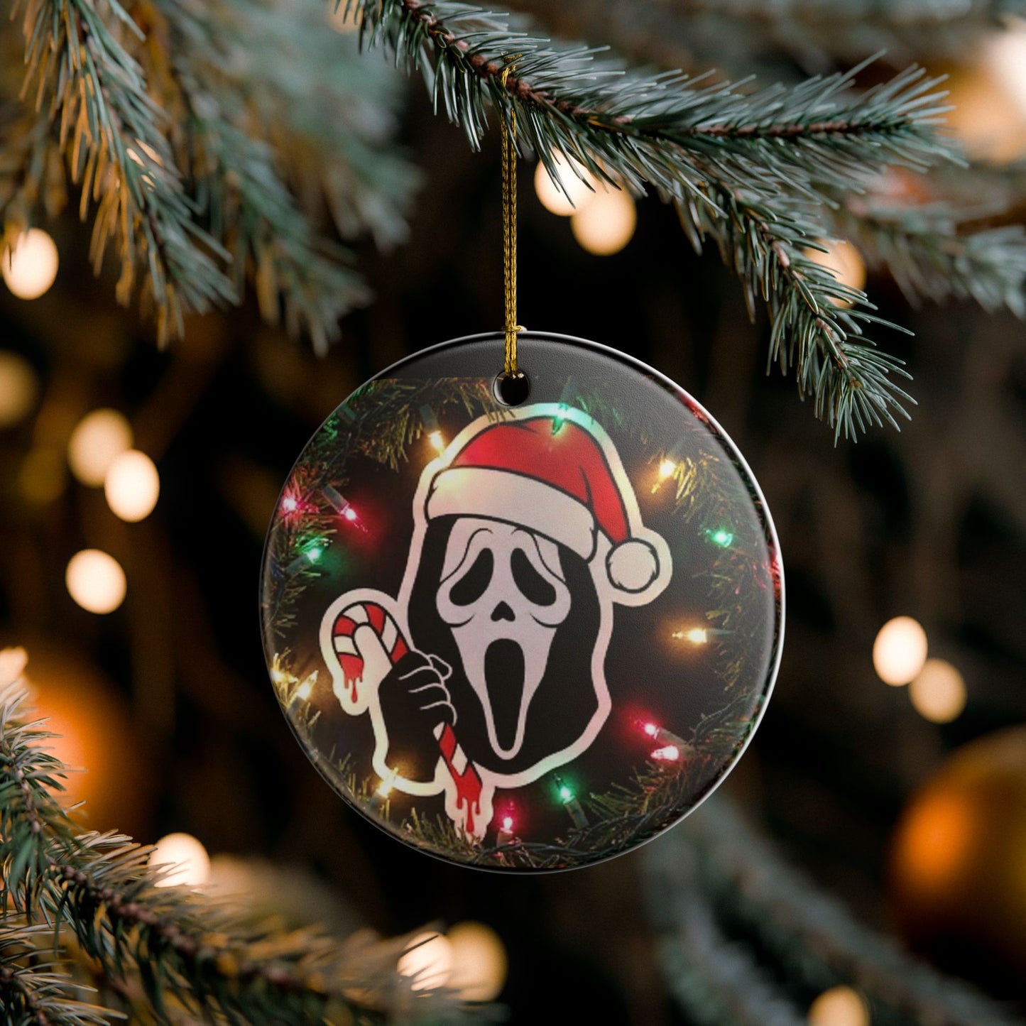 Ghost Face Ceramic Ornament