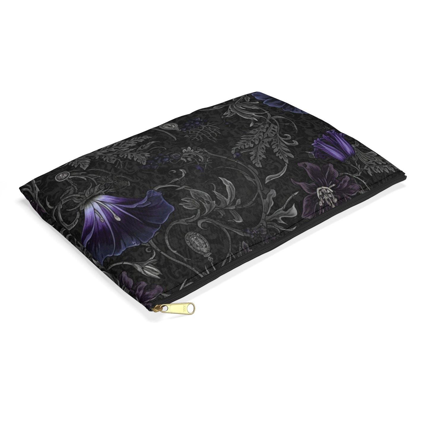 Elegant Purple/Black Floral Accessory Pouch