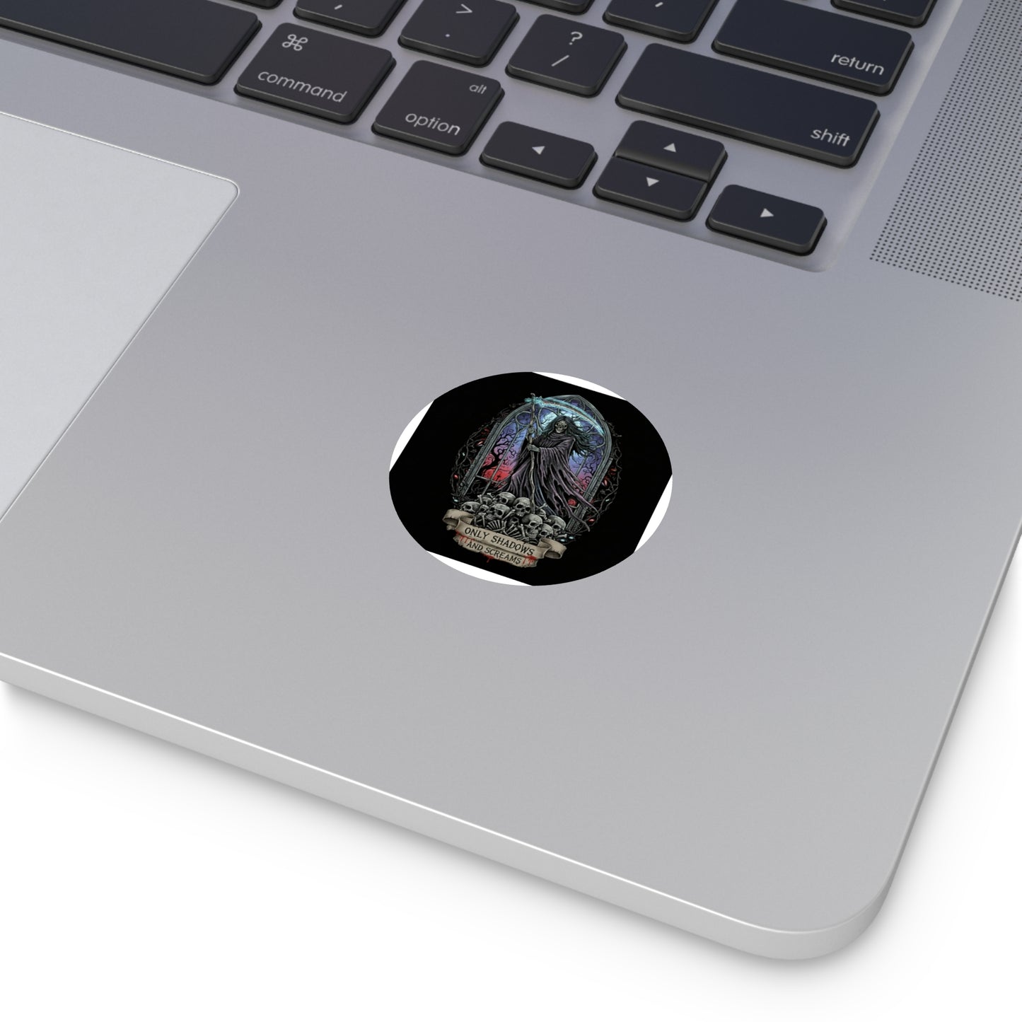 Gothic Round Vinyl Stickers - 'Only Shadows and Screams' Design