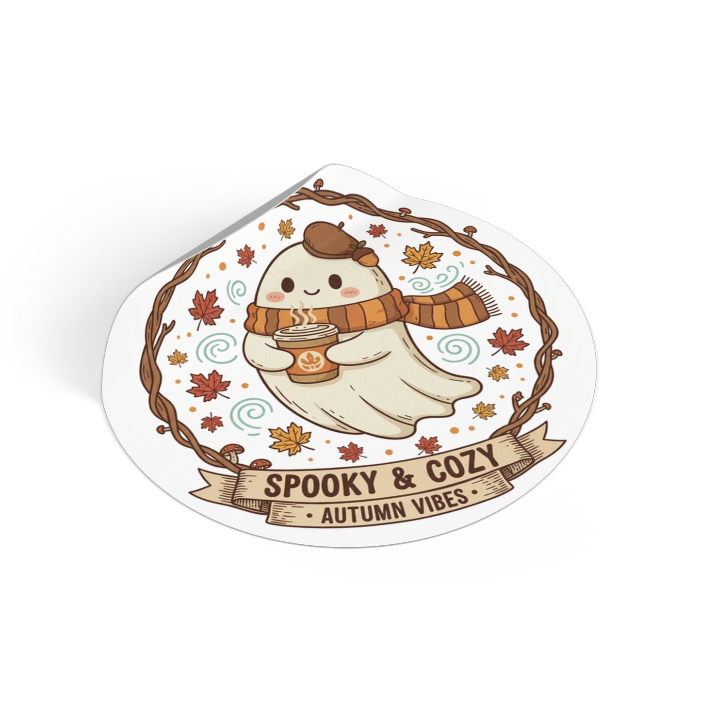 Spooky & Cozy Ghost Vinyl Stickers