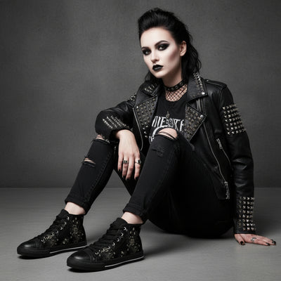 Silver Branch High-Top Floral Sneakers