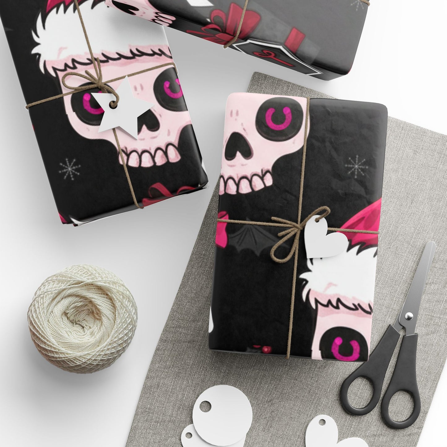 Pink & Black Gothic Sugar Skull Wrapping Paper Roll