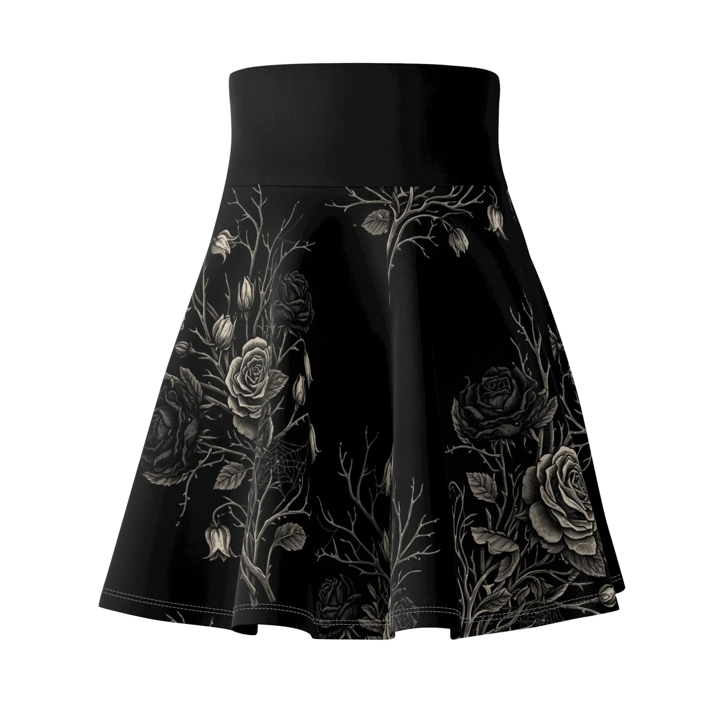 Silver Branch Skater Skirt High-Waist