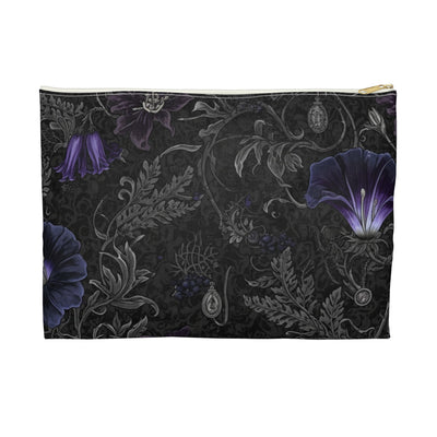 Elegant Purple/Black Floral Accessory Pouch