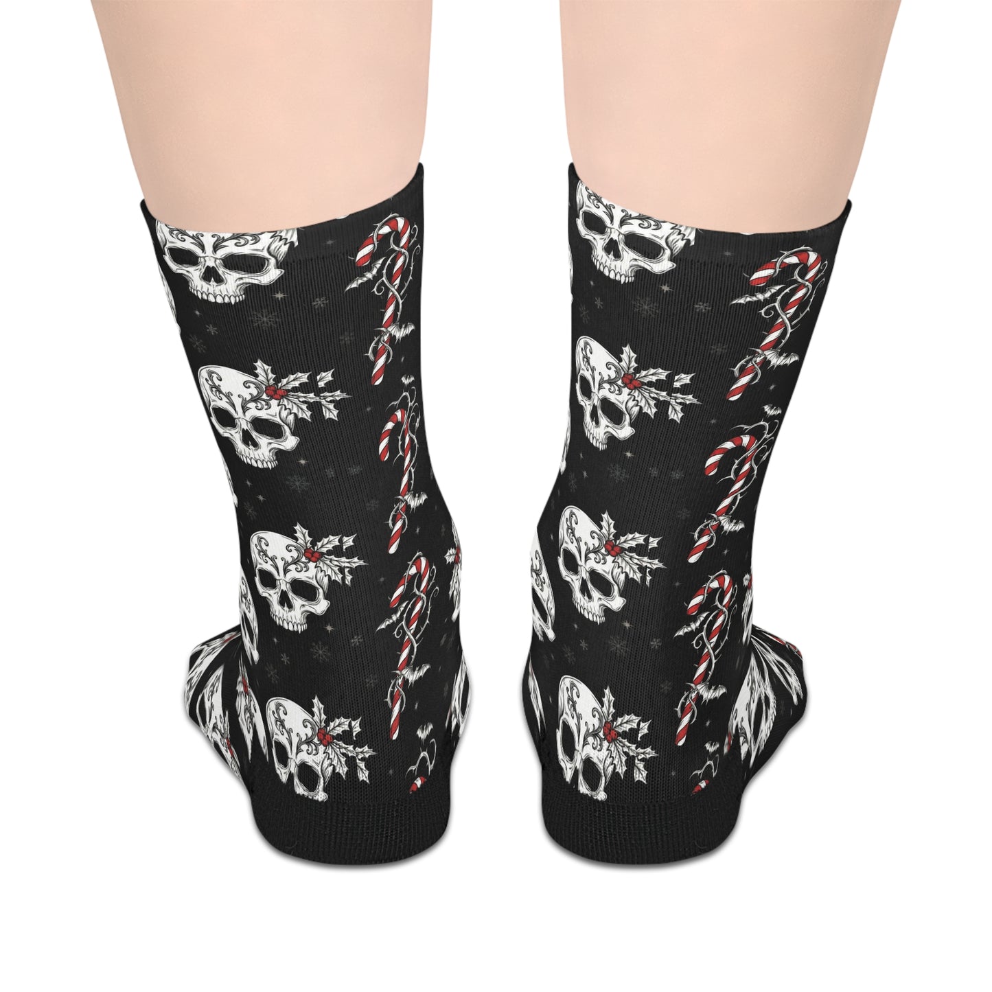Skull & Candy Cane Mid-Length Socks