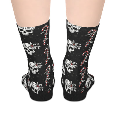 Skull & Candy Cane Mid-Length Socks