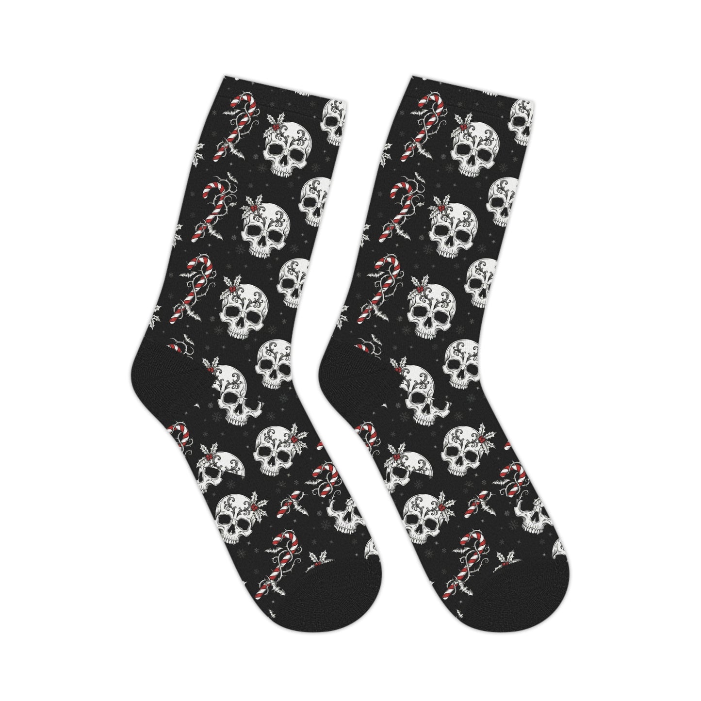 Skull & Candy Cane Mid-Length Socks