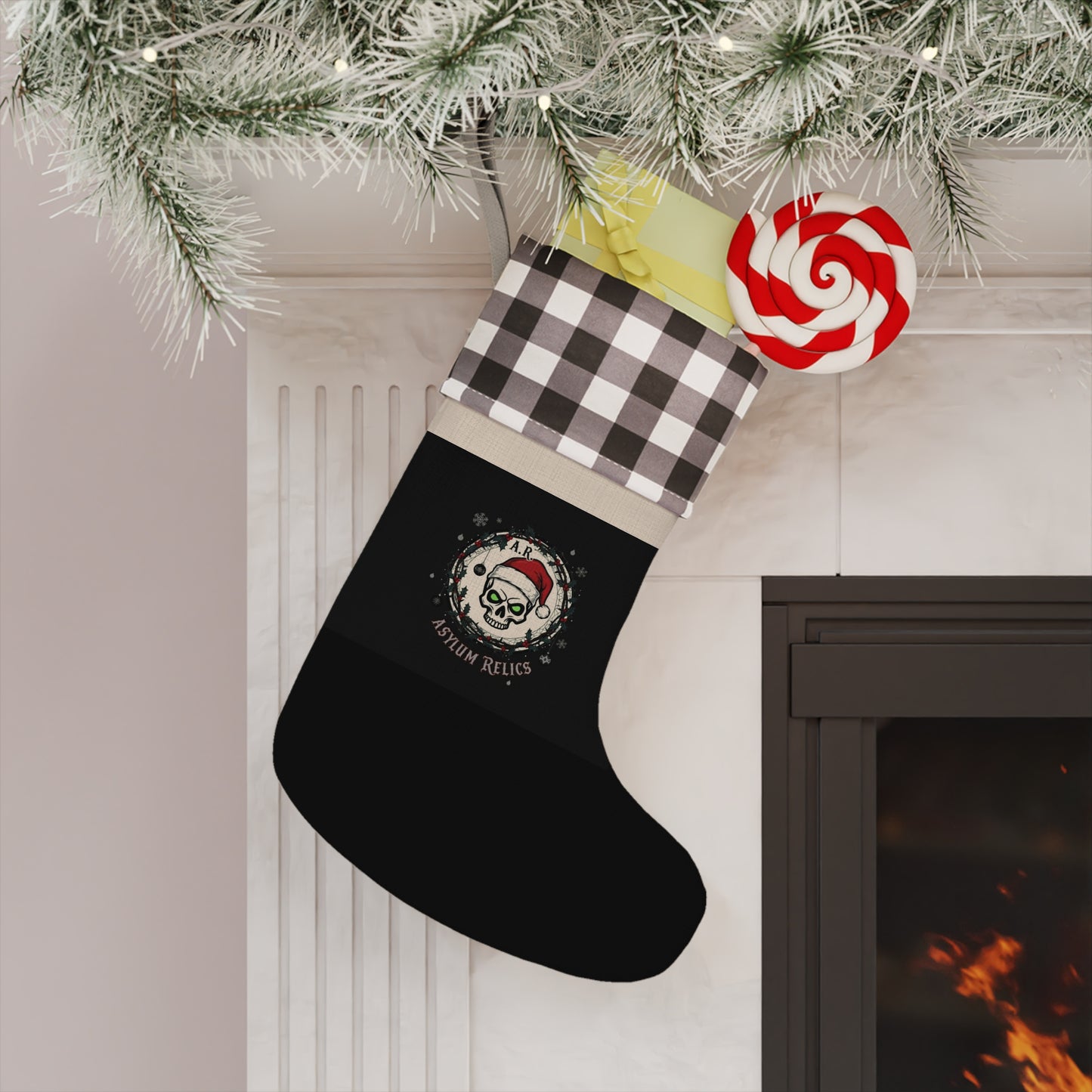 Asylum Relics Christmas Stocking — Buffalo Plaid Cuff