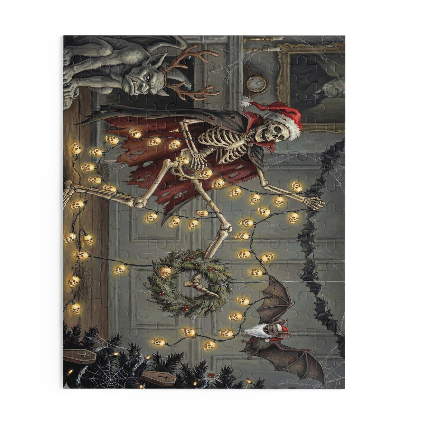 A Very Bone-y Christmas Puzzle — Spooky Holiday Jigsaw (120/252/500-Piece)