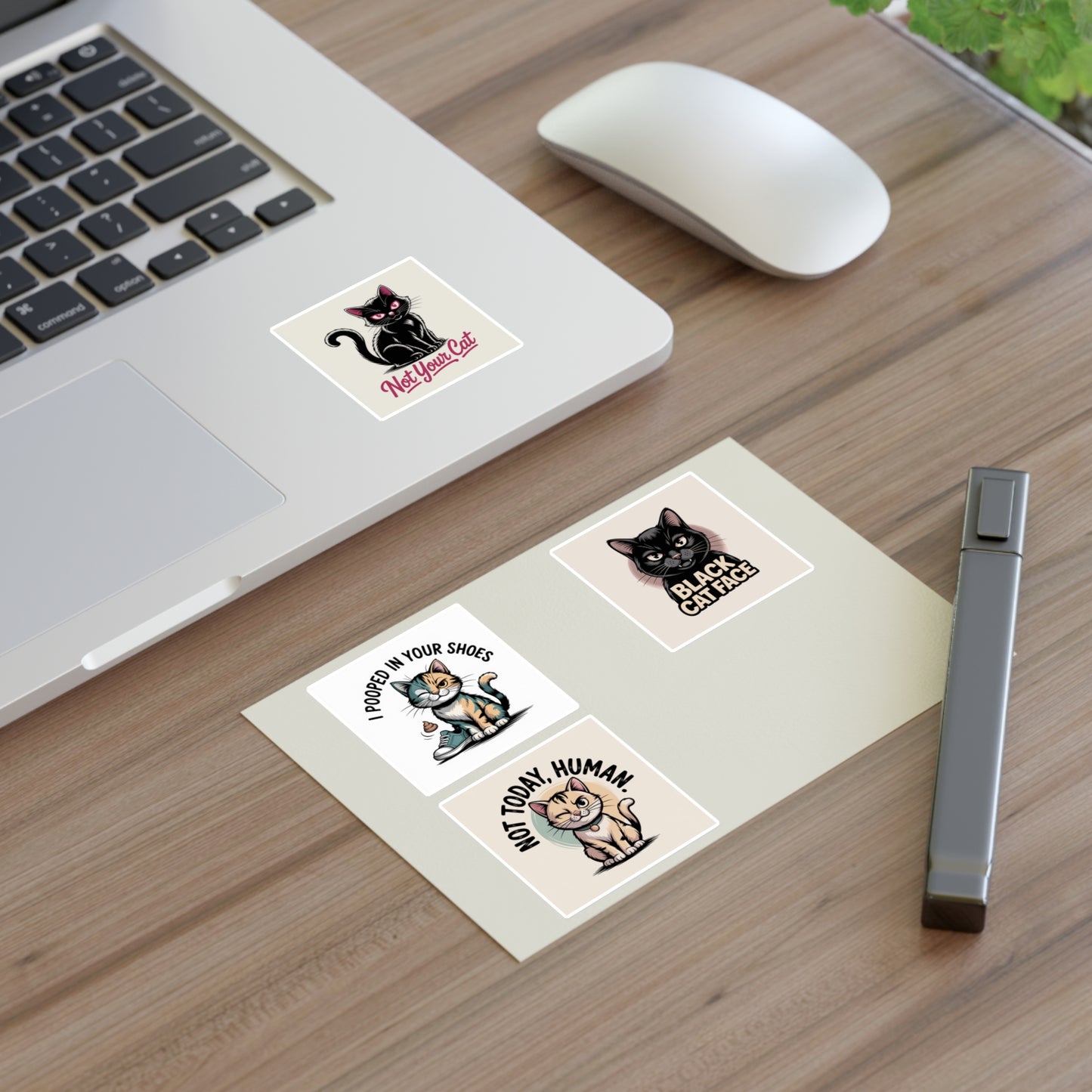 Funny Cat Sticker Sheets - 4 Pcs | Humorous Pet Lover Decals