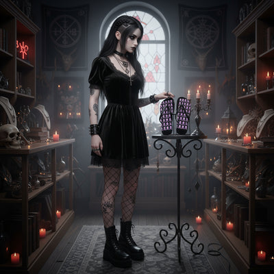 Gothic Skull Flip Flops (Purple)