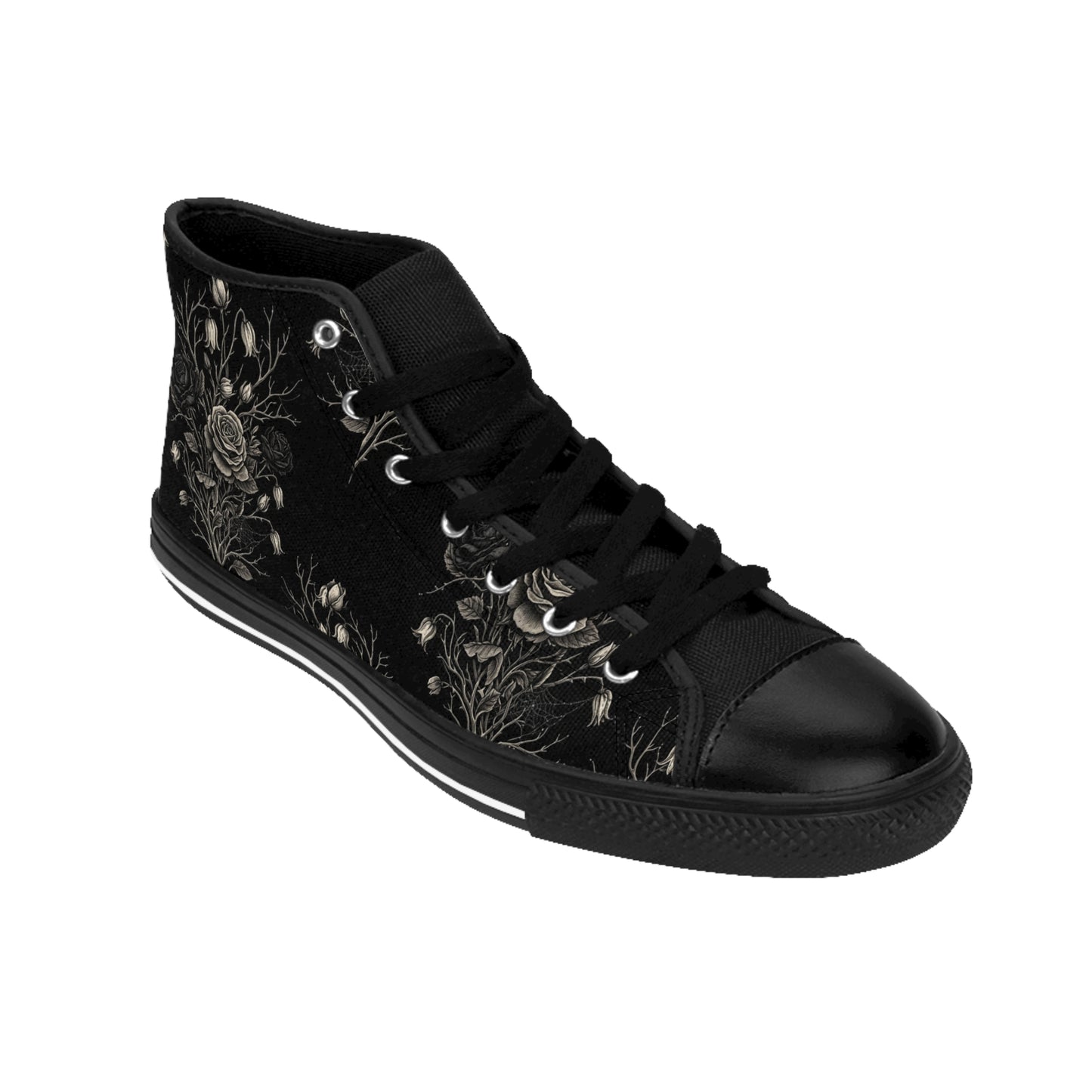 Silver Branch High-Top Floral Sneakers