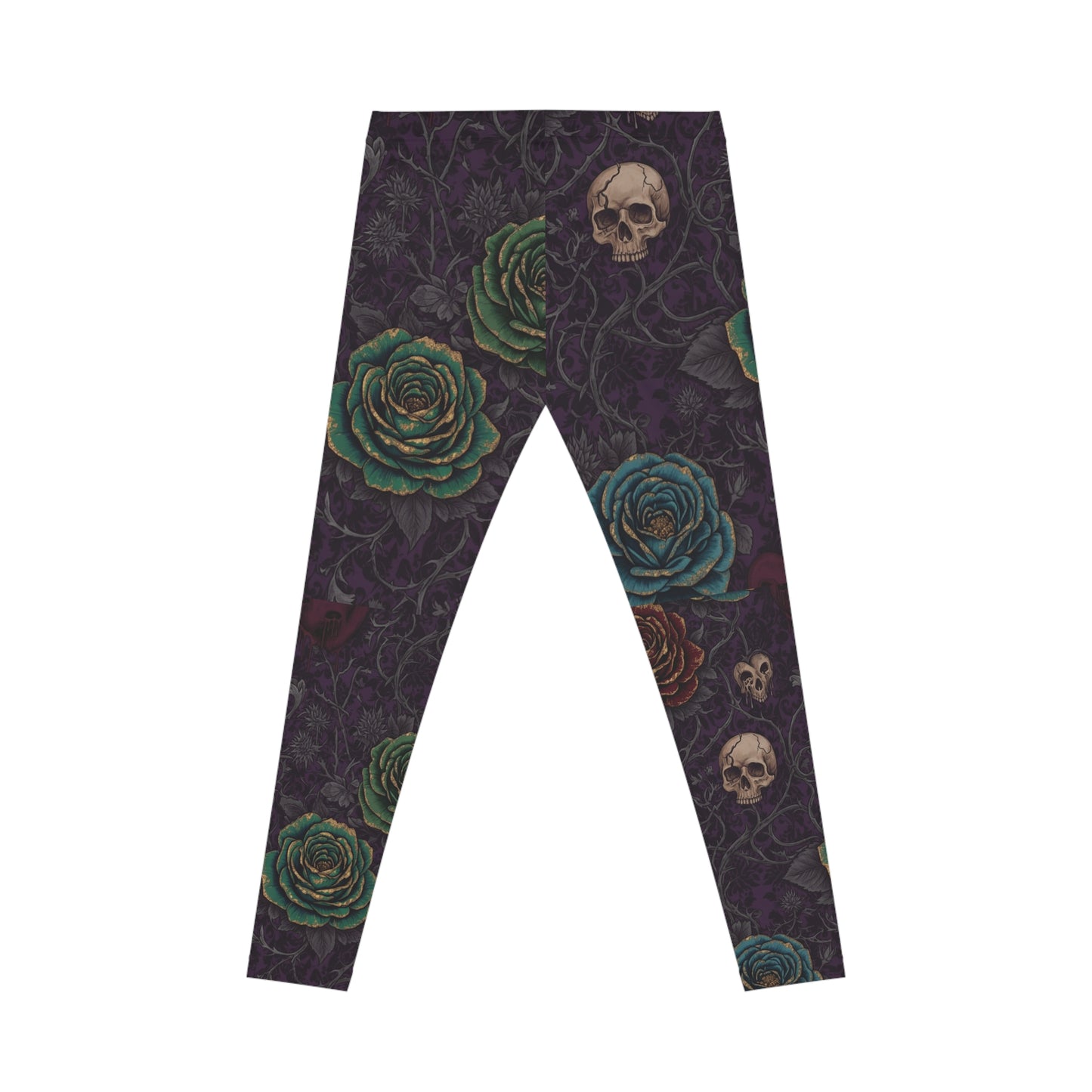 Purple/Green Gothic Rose Skull Women's Leggings