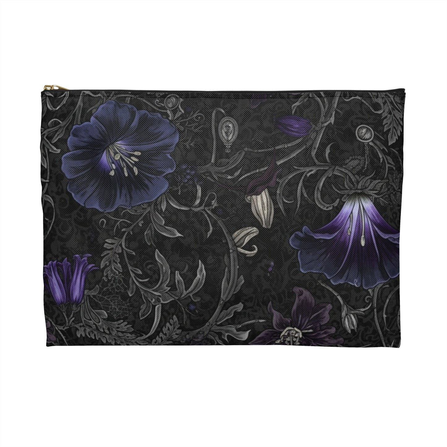Elegant Purple/Black Floral Accessory Pouch