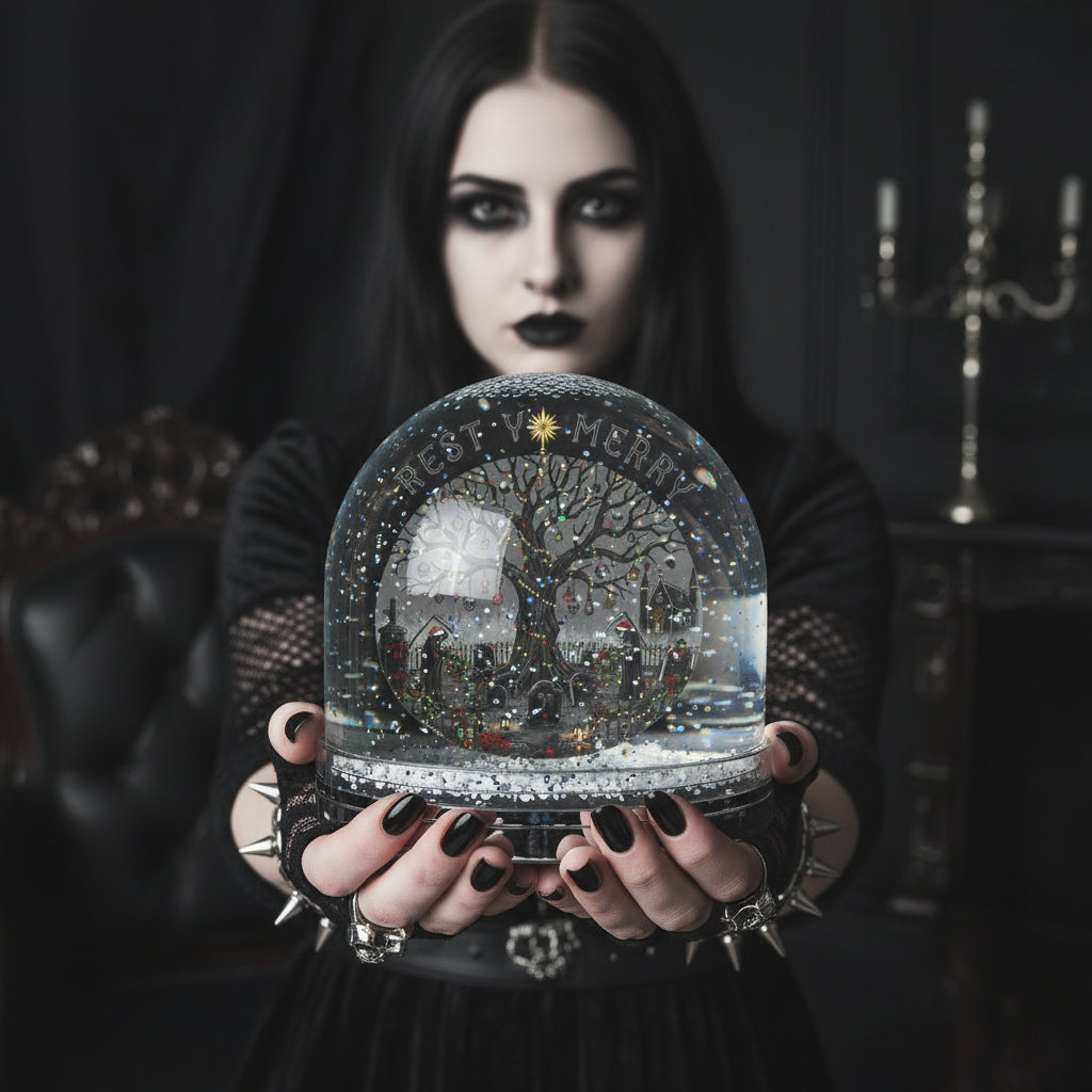 “Rest Ye Merry” Christmas Snow Globe Figurine