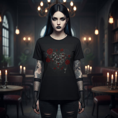 Romantic Floral Heart Short Sleeve Shirt
