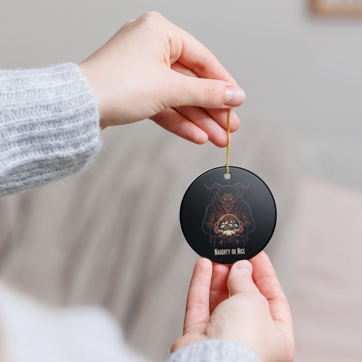 Krampus 'Naughty or Nice' Ceramic Christmas Ornament