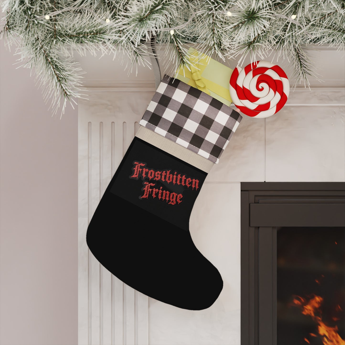 Frostbitten Fringe Plaid Cuffed Christmas Stocking