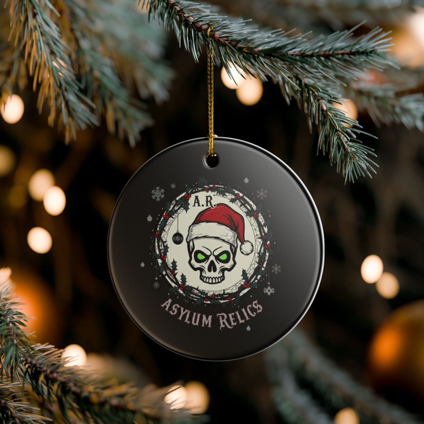 Asylum Relics Skull Christmas Ornament