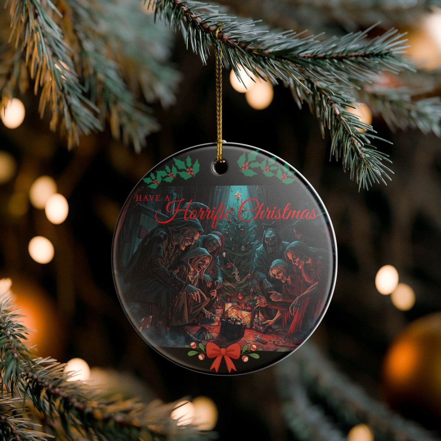 Have a Horrific Christmas Ceramic Ornament