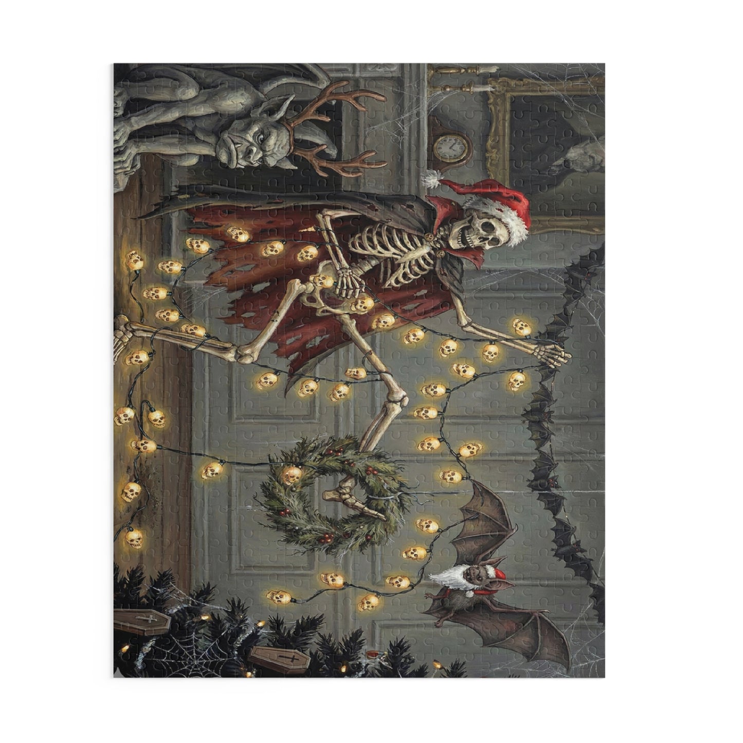 A Very Bone-y Christmas Puzzle — Spooky Holiday Jigsaw (120/252/500-Piece)
