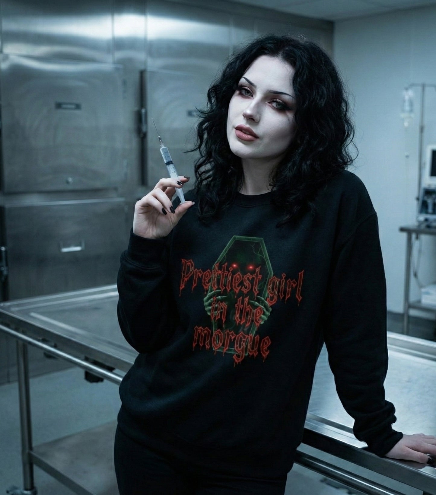 Prettiest Girl in The Morgue Oversized Sweatshirt