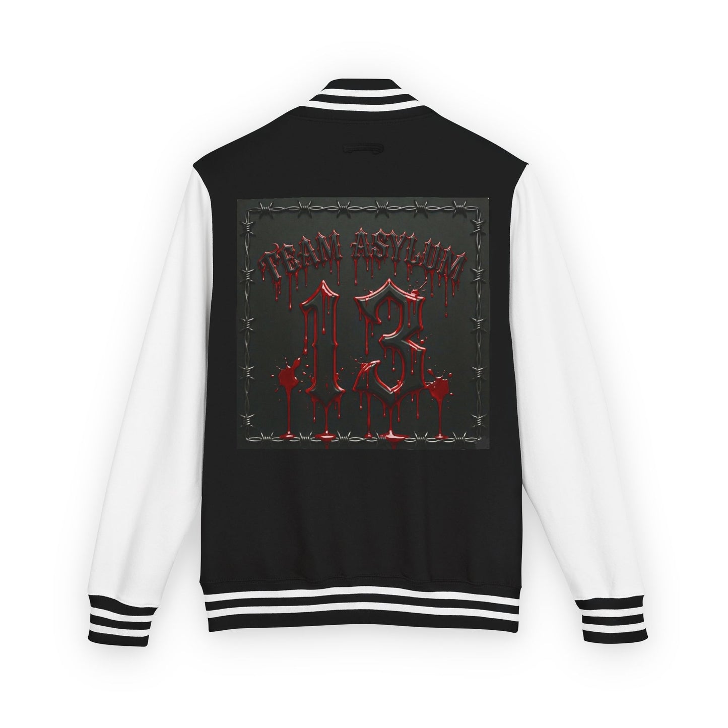 Letterman Gothic 13 Red Metal Patch Varsity Jacket