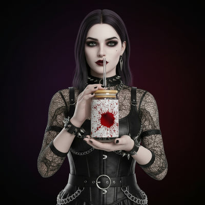 Blood Splash Sipper Glass - 16oz with Bamboo Lid