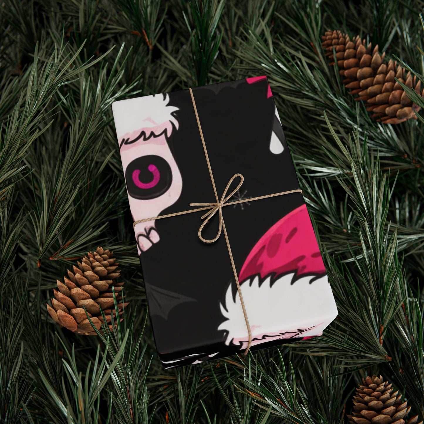 Pink & Black Gothic Sugar Skull Wrapping Paper Roll