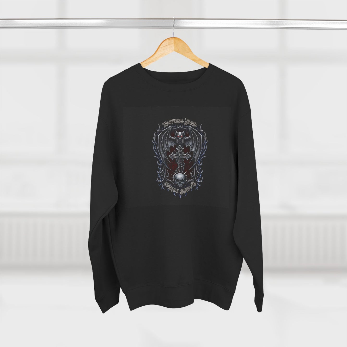 Nocturnal Blood Gothic Skull Emblem Unisex Crewneck Sweatshirt