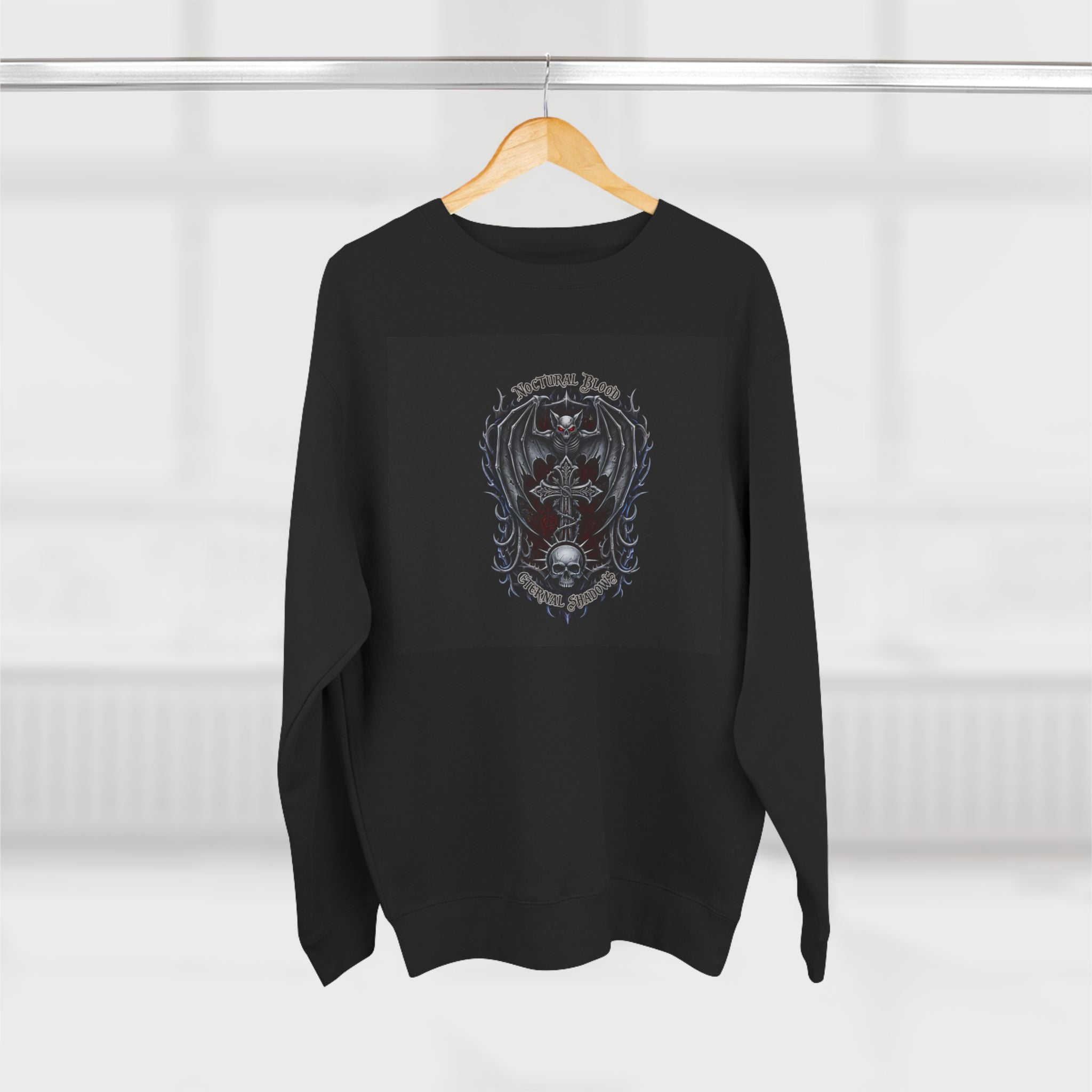 Nocturnal Blood Gothic Skull Emblem Unisex Crewneck Sweatshirt
