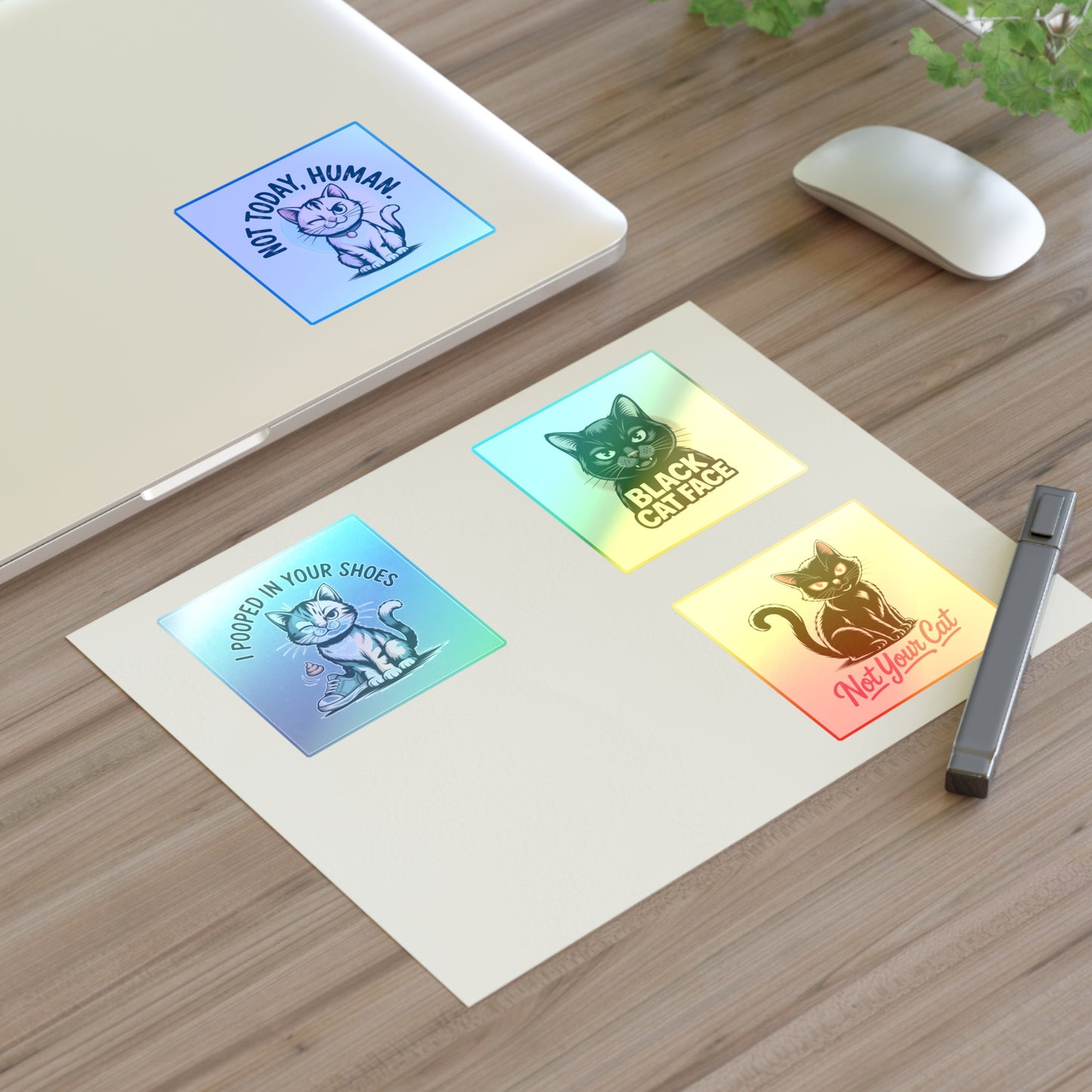 Funny Cat Sticker Sheets - 4 Pcs | Humorous Pet Lover Decals