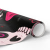 Pink & Black Gothic Sugar Skull Wrapping Paper Roll