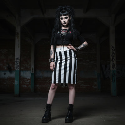 The Sixx Stripe Pencil Skirt