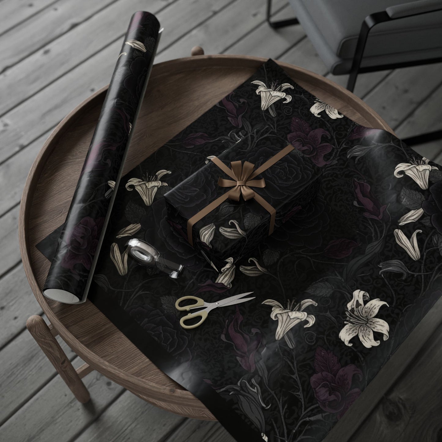 Floral Noir Wrapping Paper Roll