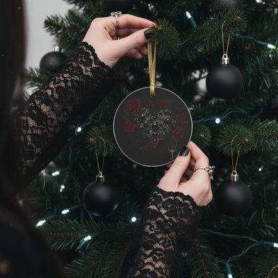 Gothic Rose Heart Acrylic Ornament