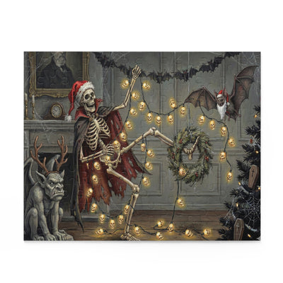 A Very Bone-y Christmas Puzzle — Spooky Holiday Jigsaw (120/252/500-Piece)