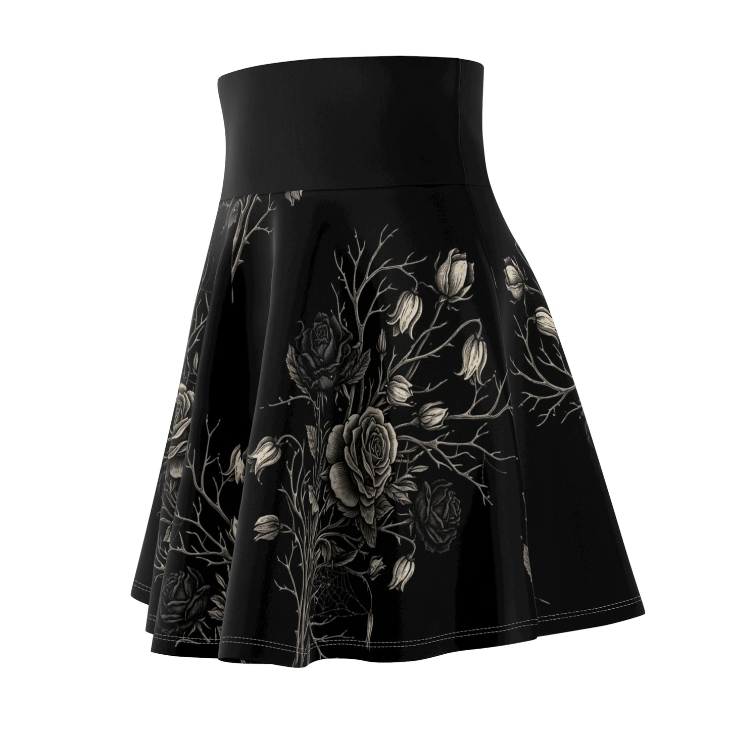 Silver Branch Skater Skirt High-Waist