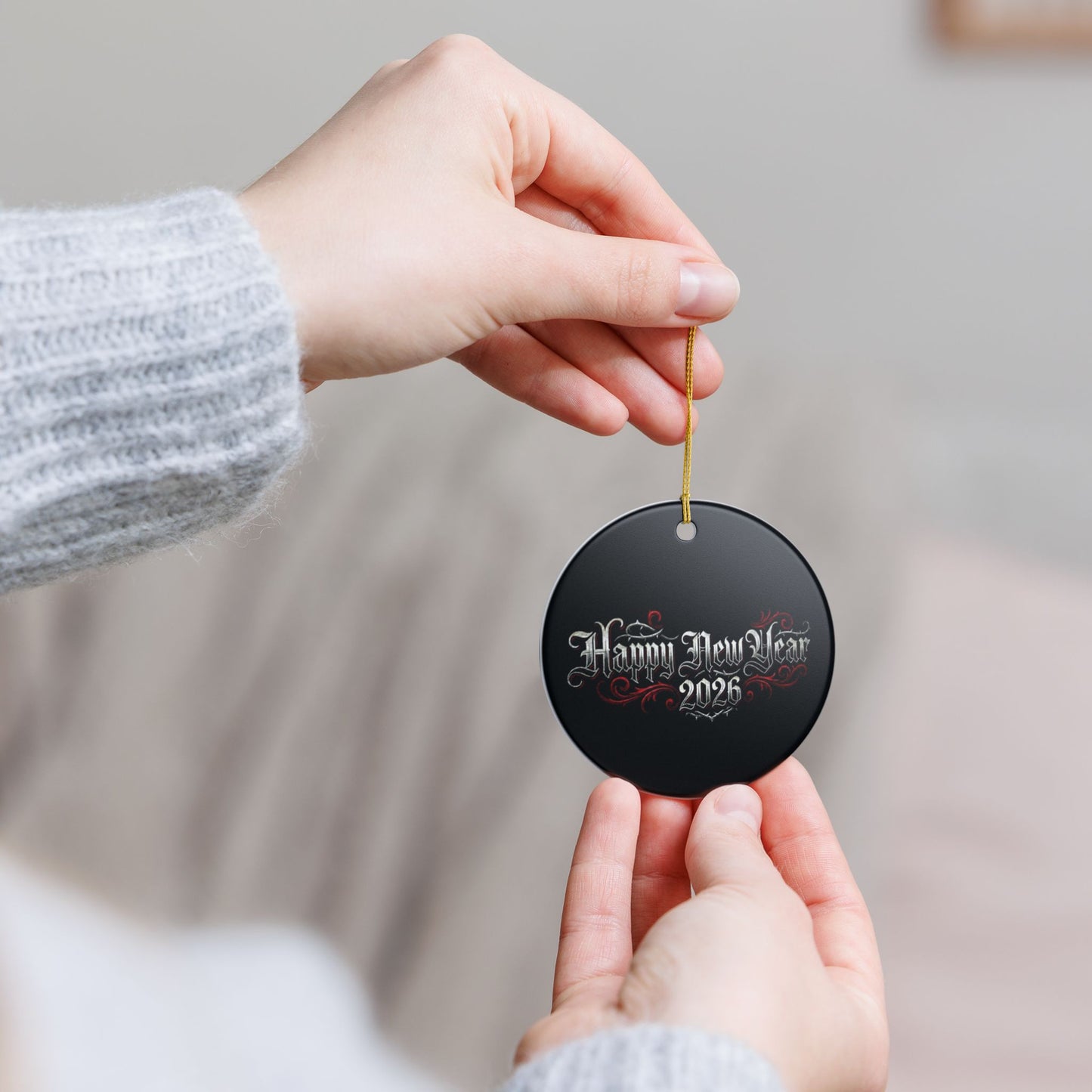 Happy New Year 2026 Ceramic Ornament