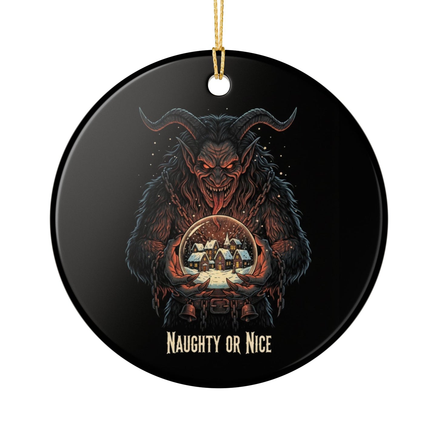 Krampus 'Naughty or Nice' Ceramic Christmas Ornament