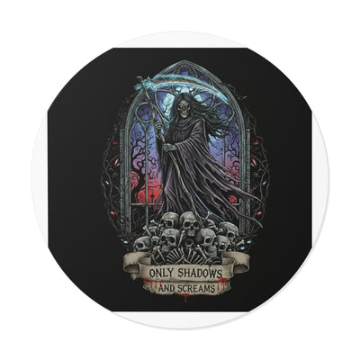 Gothic Round Vinyl Stickers - 'Only Shadows and Screams' Design