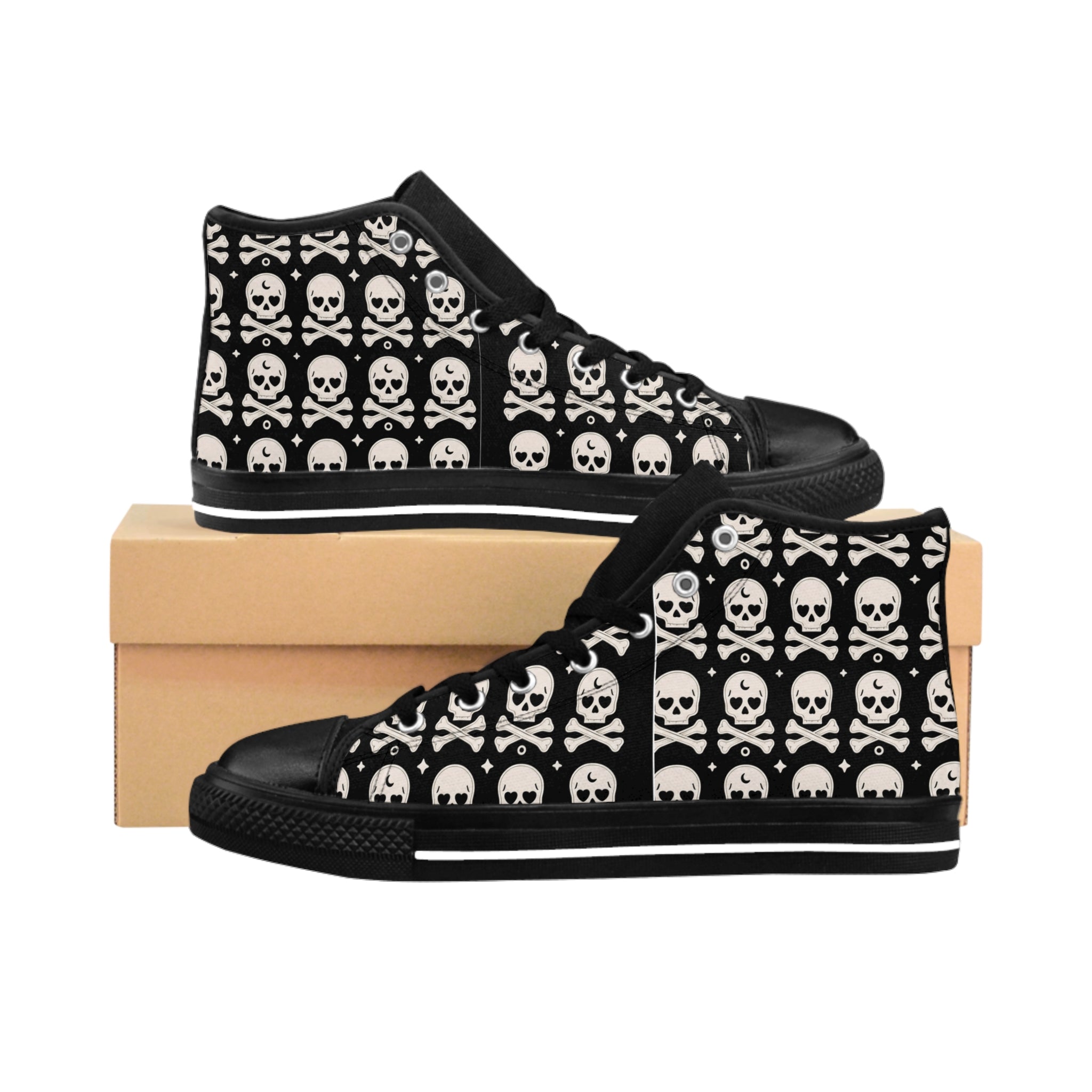 Bold Skull Print Women's High-Top Sneakers