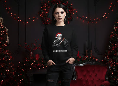'Ho Ho Homicide' Horror Christmas Crewneck Sweatshirt