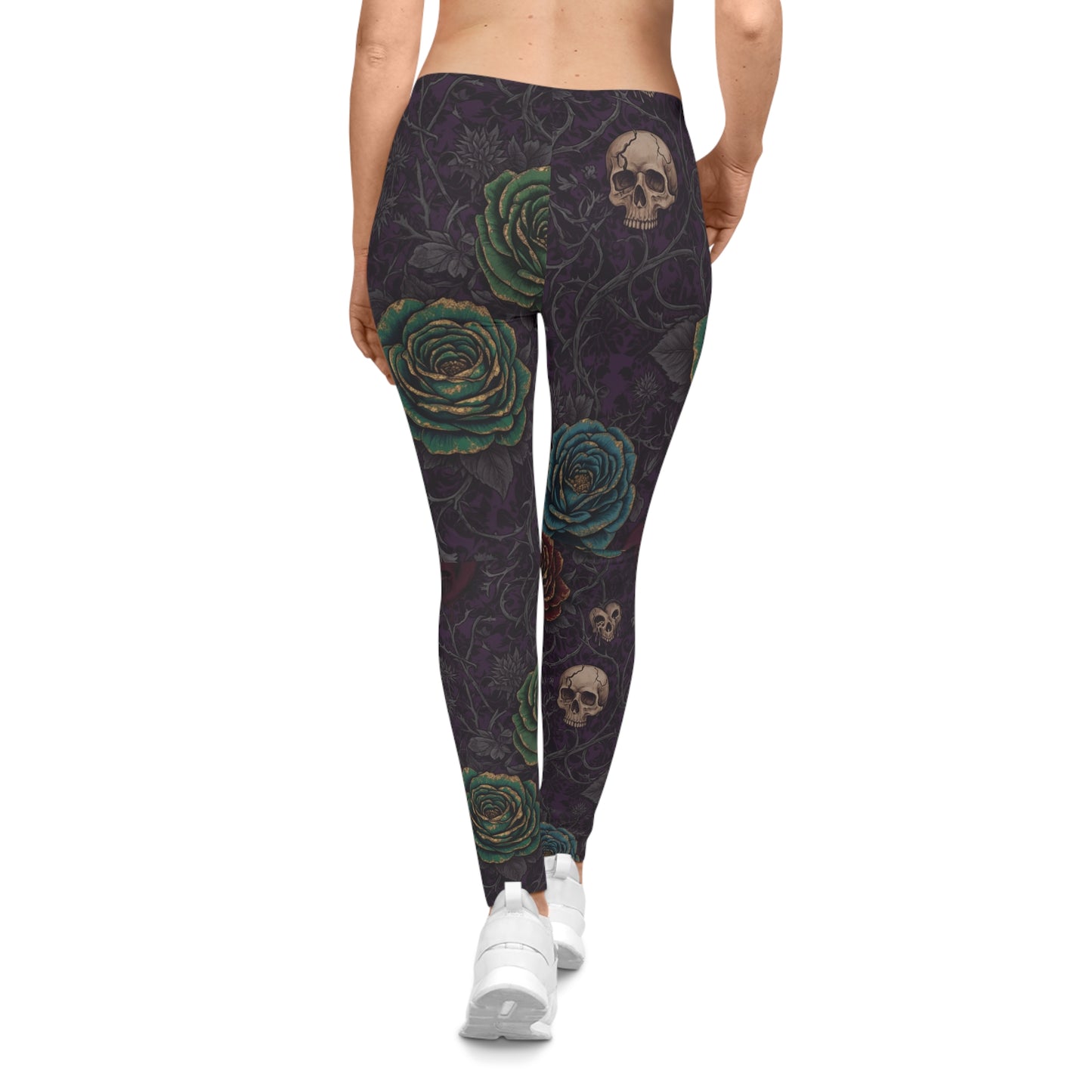 Purple/Green Gothic Rose Skull Women's Leggings