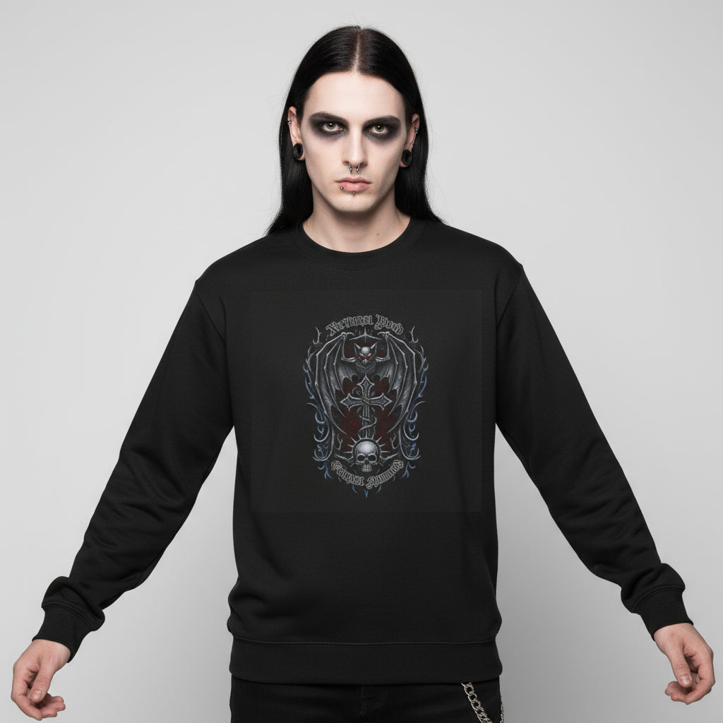 Nocturnal Blood Gothic Skull Emblem Unisex Crewneck Sweatshirt