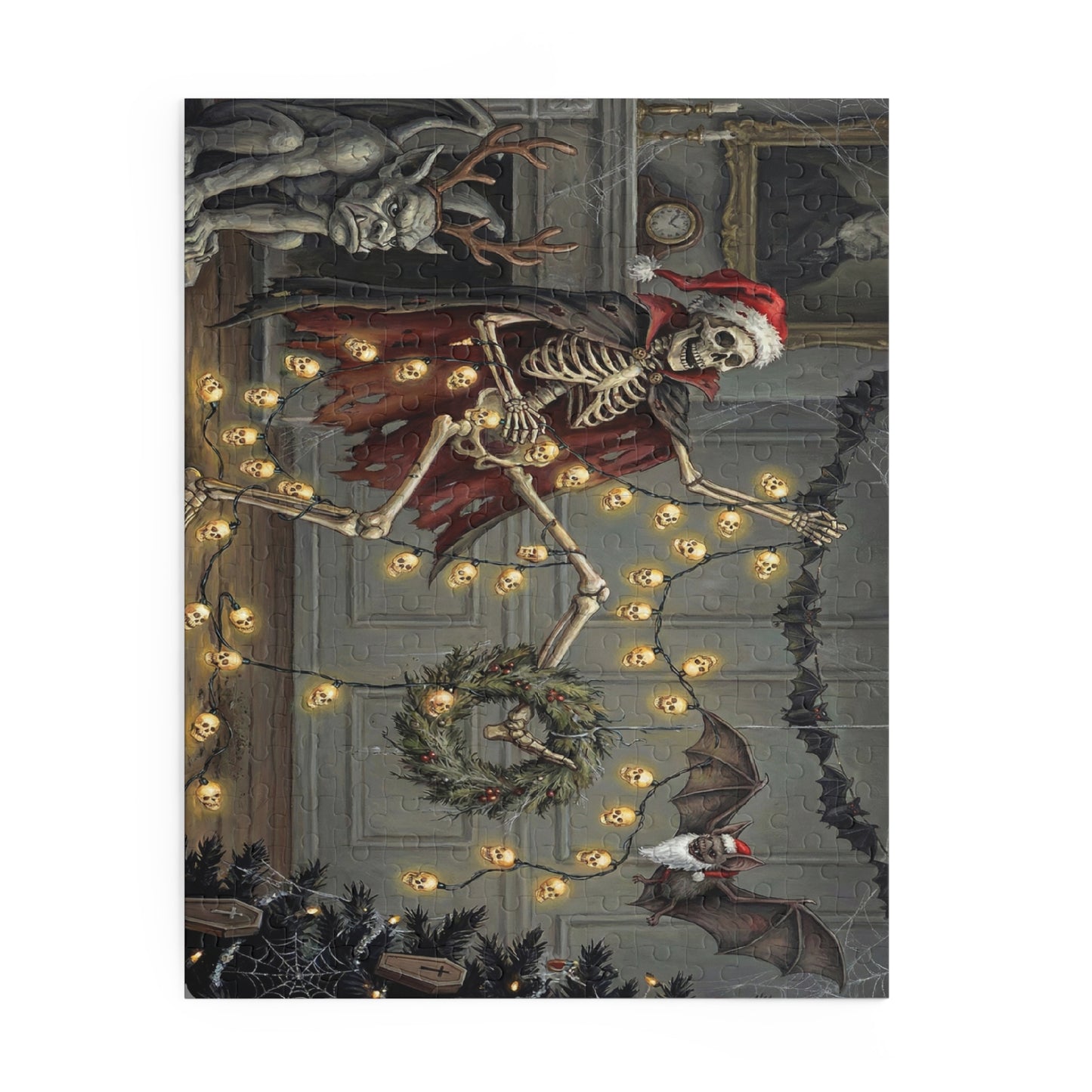 A Very Bone-y Christmas Puzzle — Spooky Holiday Jigsaw (120/252/500-Piece)