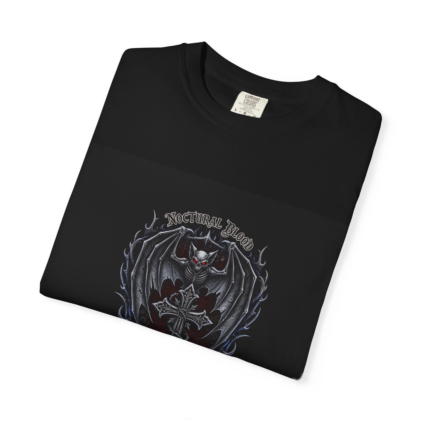 Nocturnal Blood, Eternal Shadows Graphic T-Shirt - Dark Winged Design