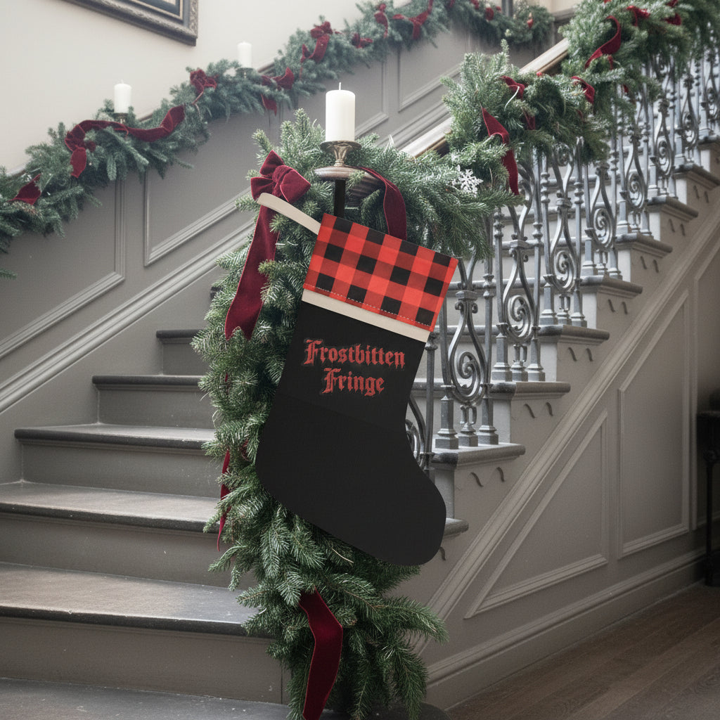 Frostbitten Fringe Plaid Cuffed Christmas Stocking