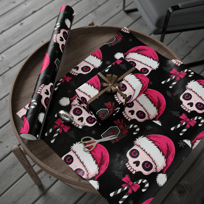 Pink & Black Gothic Sugar Skull Wrapping Paper Roll